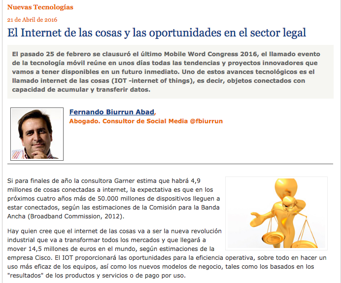 El Internet de las cosas y las oportunidades en el sector legal