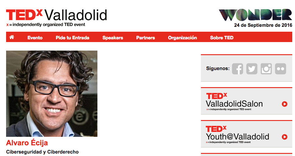 Álvaro Écija en el TEDxValladolid el 24 de Septiembre